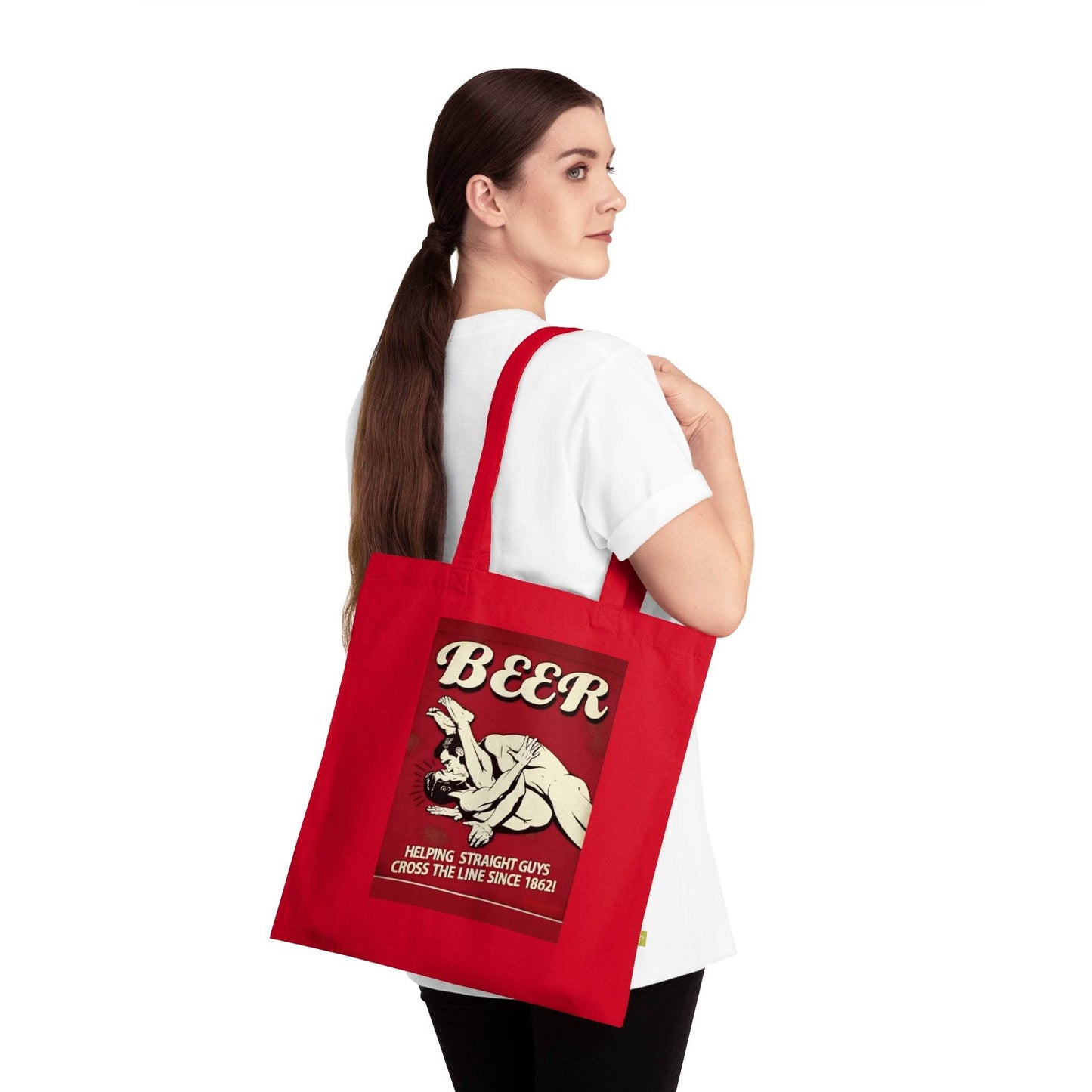Beer Meme Totebag – Helping Straight Guys Since 1862 | Freche Retro-Canvas-Tasche-Bags-True Insights