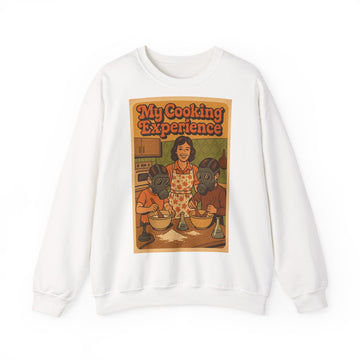 True Insights My First Cooking Experience Sweatshirt – Retro-Motiv mit Gasmasken in der Küche