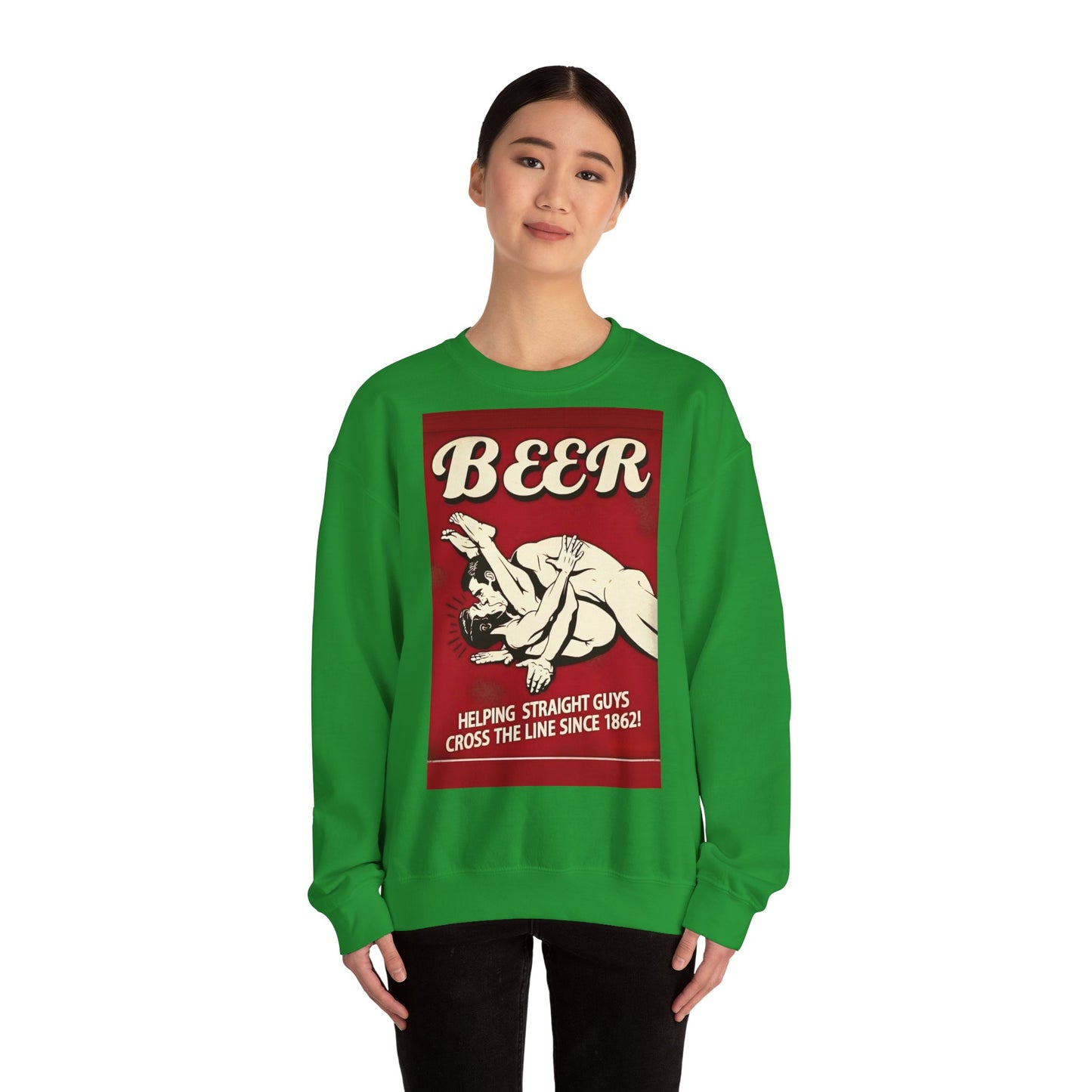 Sweatshirt – Witziges Retro Bier Sweatshirt – BEER - Helping Straight Guys Cross the Line Since 1862! Partywear Statement | True Insights Design mit Humor