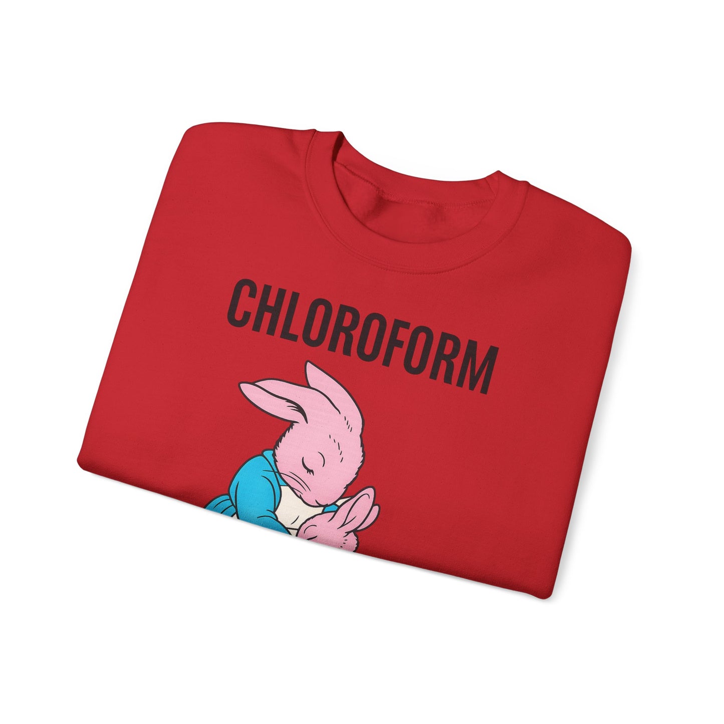 „CHLOROFORM“ – Retro-Sweatshirt mit Hasen und bösem Twist – Freches Satire-Design für mutige Statements | True Insights