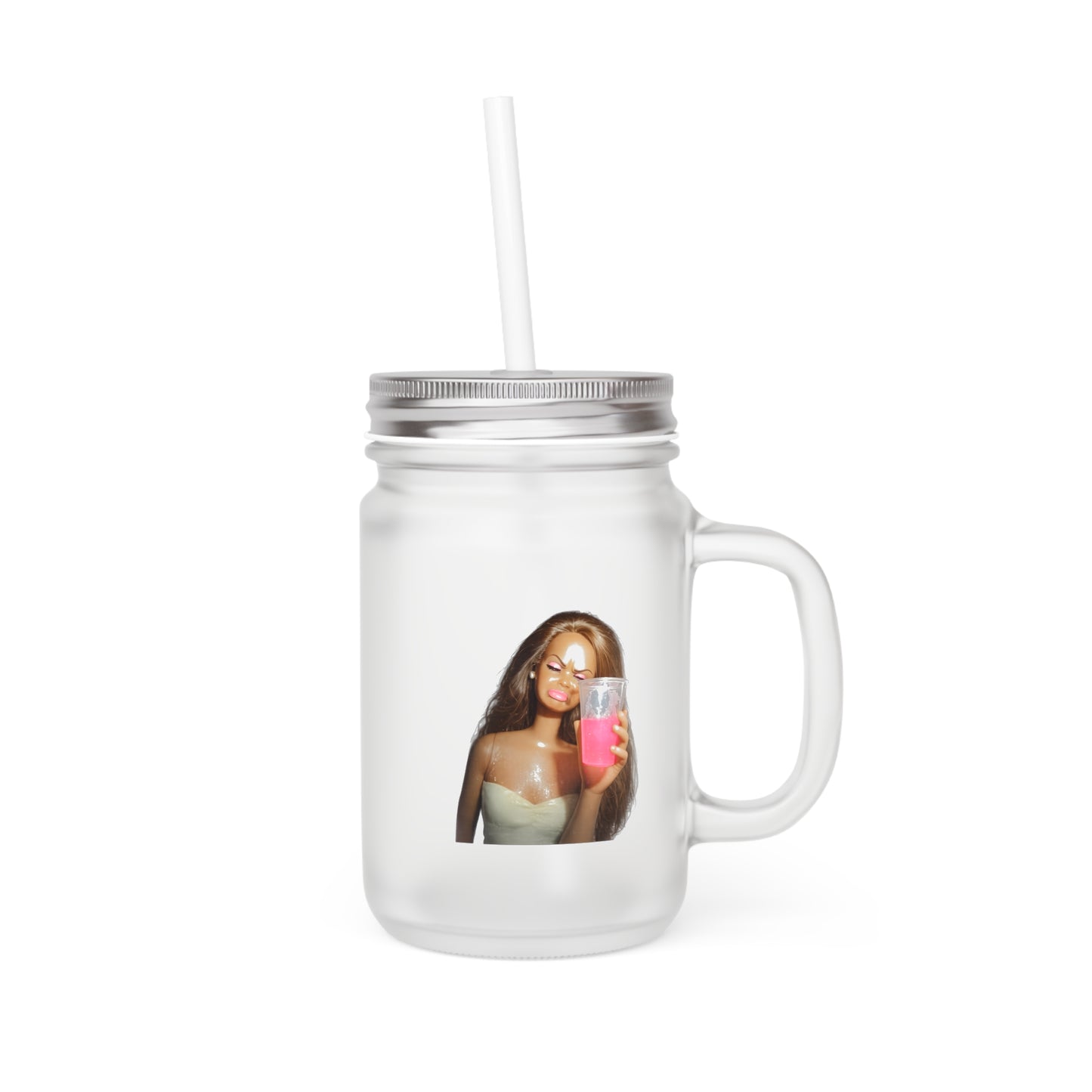 Doll Meme Barbicore Mason Jar - Lustiges Sassy Puppe Glas mit Pinkem Drink, Trendiges Geschenk für Partys & Fans