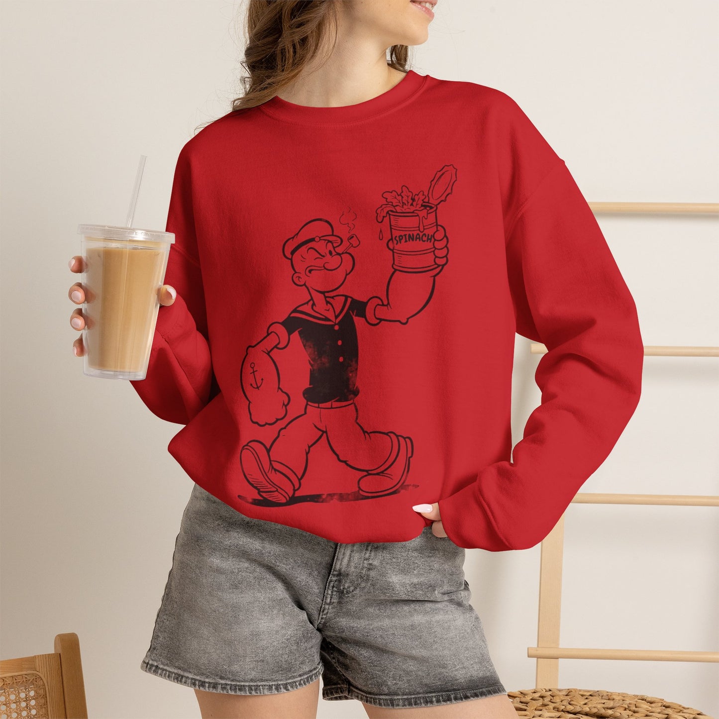 True Insights Sweatshirt Popeye Spinat Dose Retro Kult Design für Nostalgiker