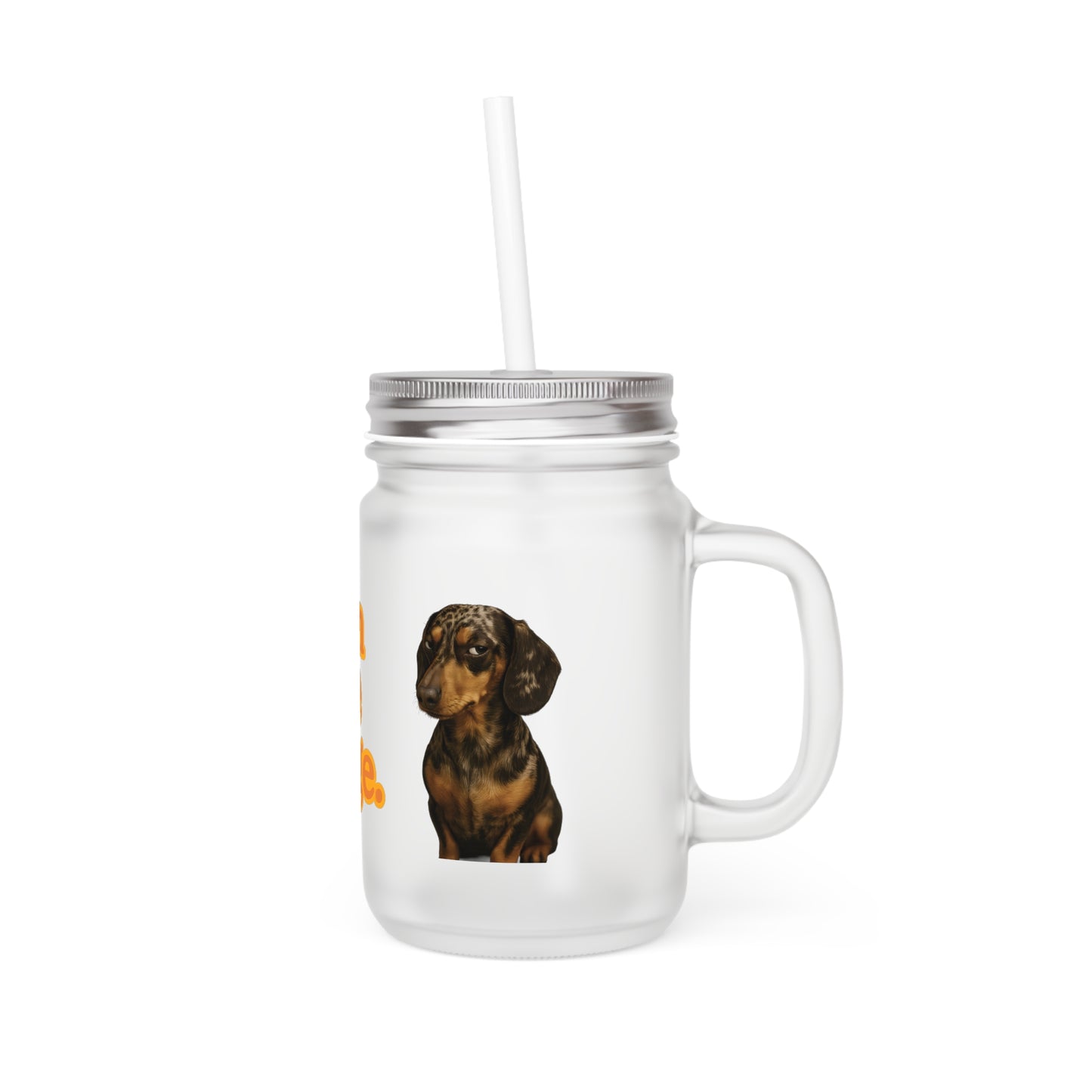 Jar Mug mit Dackel-Motiv – „We listen and we don’t judge.“ | Lustiges Henkelglas für Kaffee, Eistee & mehr – Lustiges Mug | True Insights – Bild 2