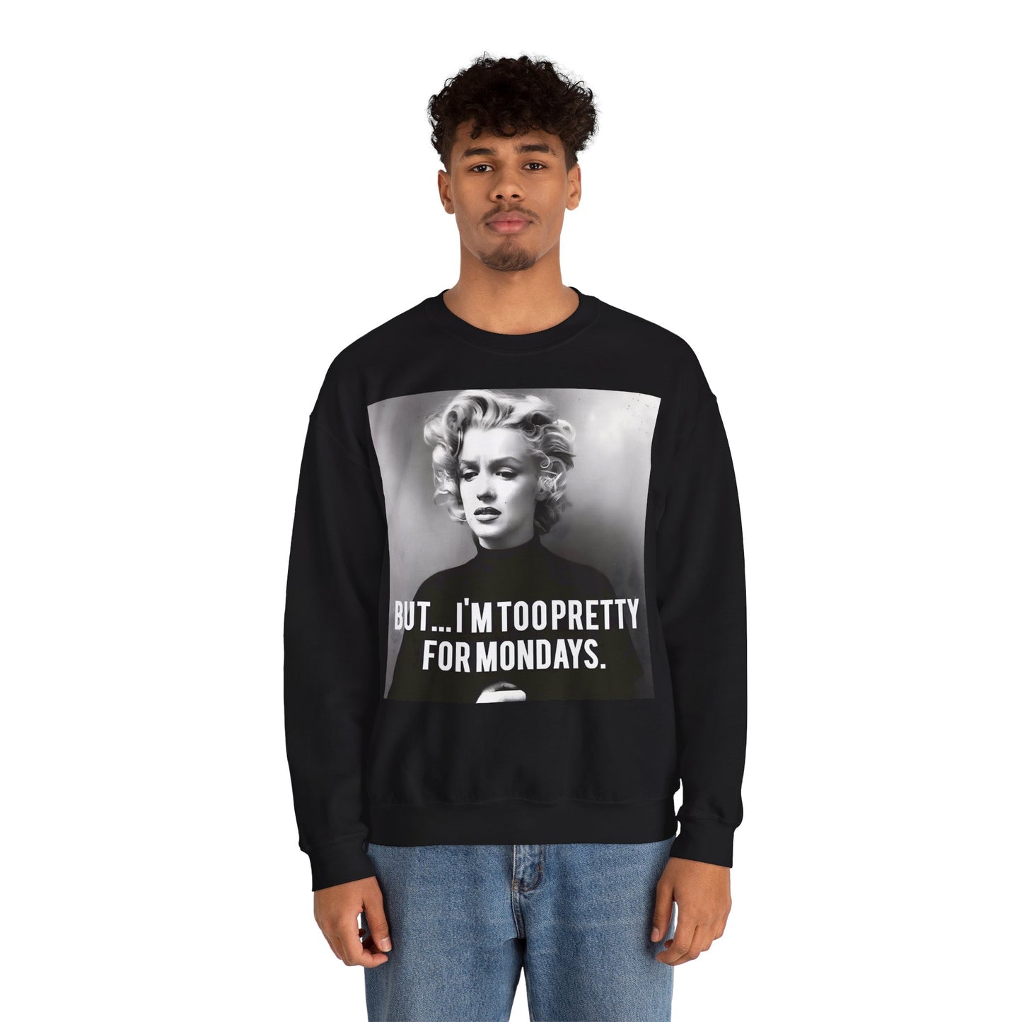 Sweatshirt – Sweatshirt – Too Pretty for Mondays – Retro Statement Pullover | True Insights Design mit Humor