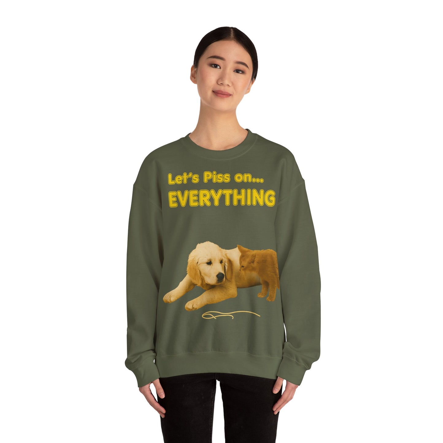 Vintage Motiv – Let’s Piss on Everything – Satirisches Sweatshirt mit Hund & Katze | True Insights Design mit Humor