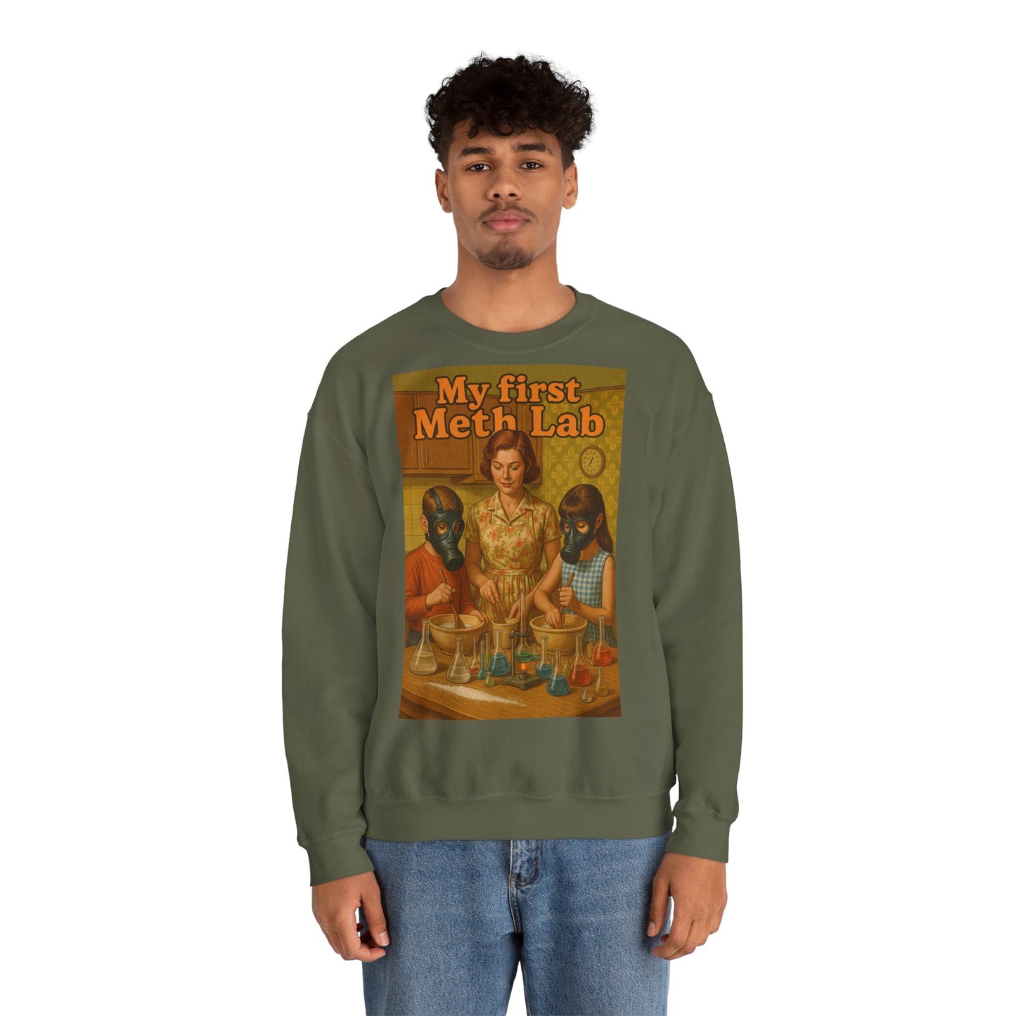 Sweatshirt – „My First Meth Lab“ Sweatshirt – Schwarzer Humor im Retro-Stil | True Insights Design mit Humor