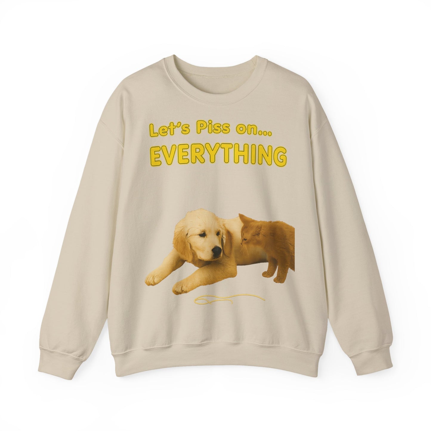 Vintage Motiv – Let’s Piss on Everything – Satirisches Sweatshirt mit Hund & Katze | True Insights Design mit Humor