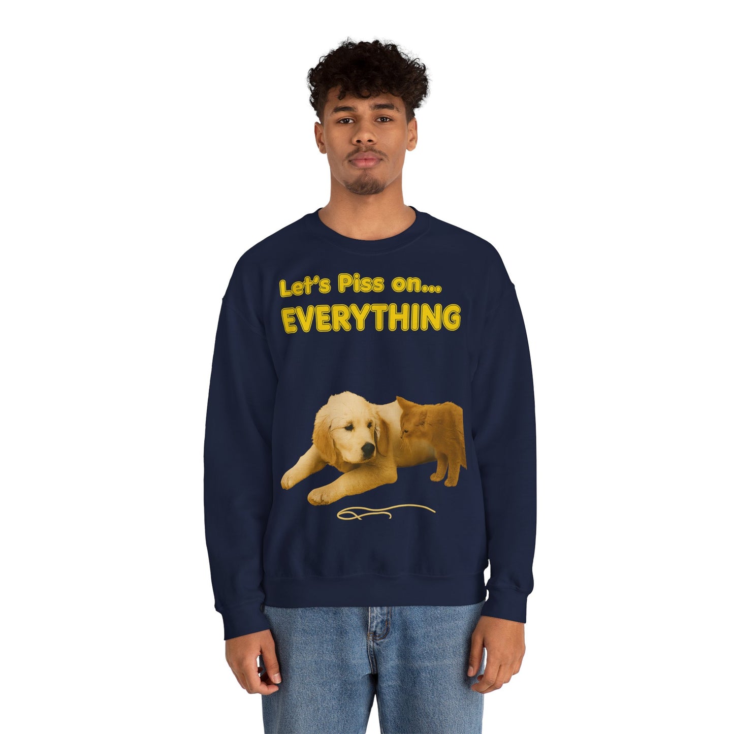 Vintage Motiv – Let’s Piss on Everything – Satirisches Sweatshirt mit Hund & Katze | True Insights Design mit Humor