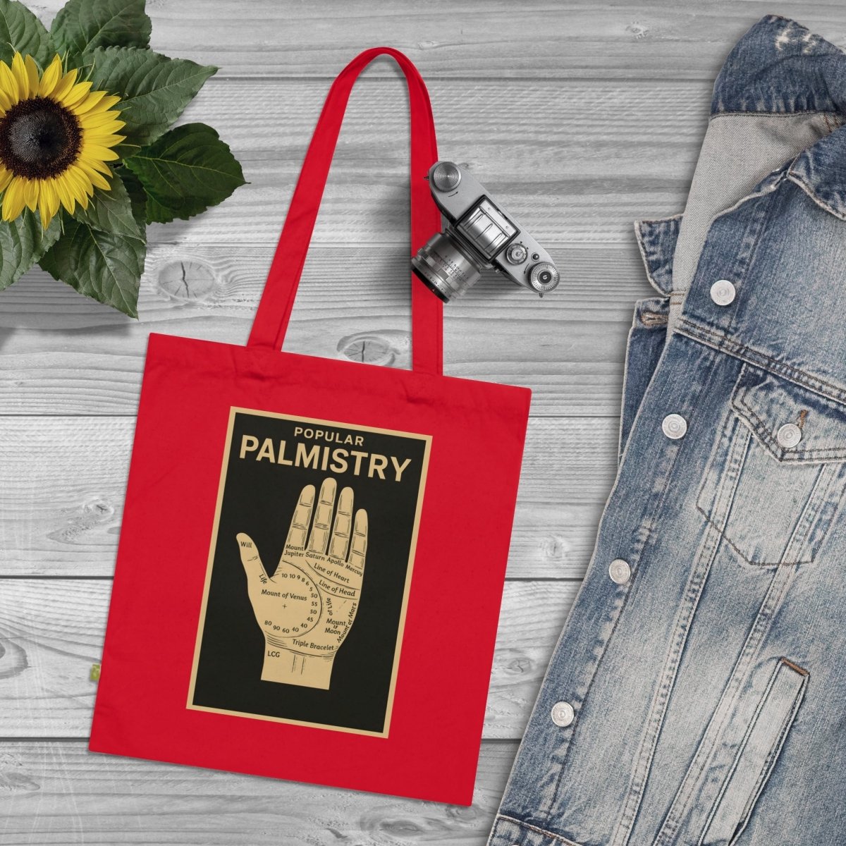 Vintage Motiv – Popular Palmistry – Esoterischer Stoffbeutel mit Handlinien-Design | True Insights Design mit Humor