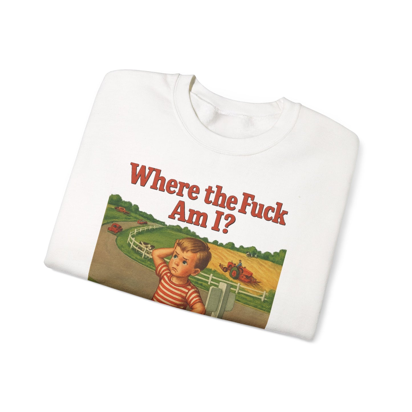Sweatshirt – Where the Hell Am I? – Vintage Sweatshirt mit nostalgischem Lost-Boy-Motiv | True Insights Design mit Humor