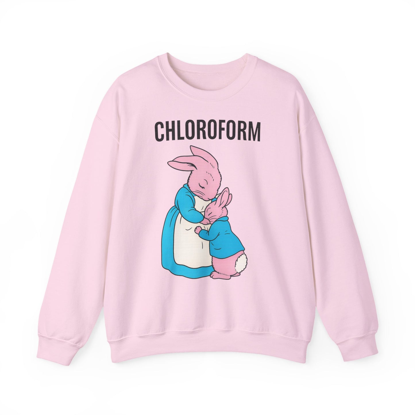 „CHLOROFORM“ – Retro-Sweatshirt mit Hasen und bösem Twist – Freches Satire-Design für mutige Statements | True Insights