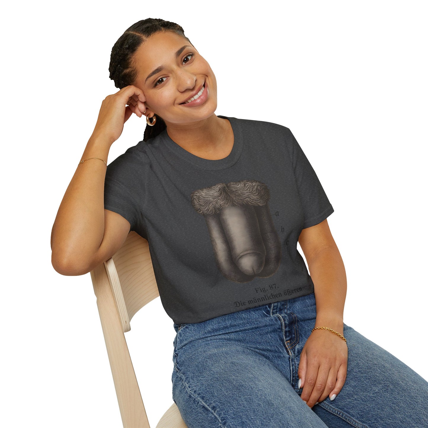 T-Shirt: „Fig. 87 – Die männlichen äußeren Geschlechtsorgane“ – Freches Satire-Design für mutige Statements | True Insights