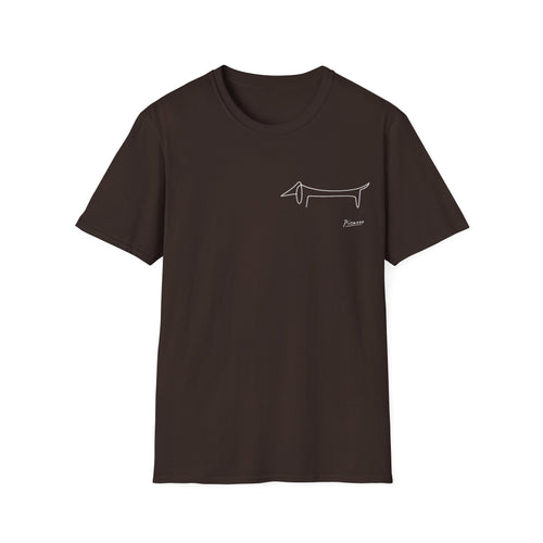 Picasso Dackel T-Shirt – Minimalistische Hundelinie mit Kultfaktor - kleines Motiv
