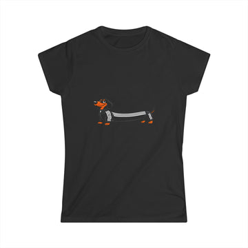 Addidachs Dackel Damen T-Shirt – Lustiges Dackel-Shirt mit Sport-Streifen für Hundeliebhaberinnen