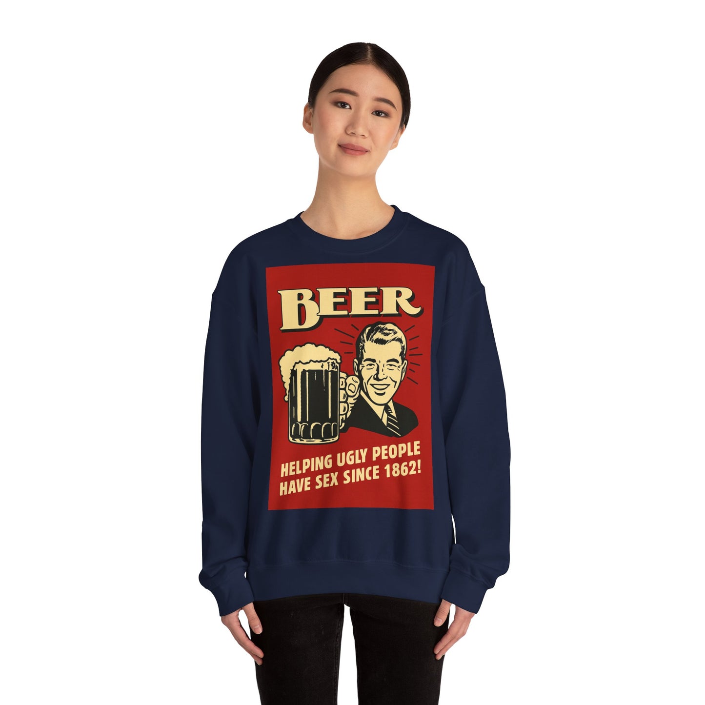 Beer Sweatshirt – Schwarzer Humor im Retro-Werbestil – Freches Satire-Design für mutige Statements | True Insights