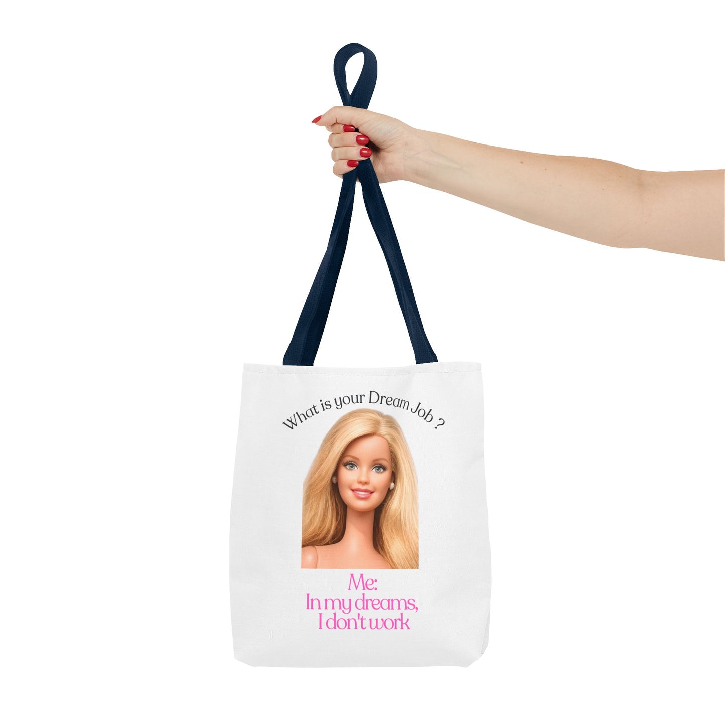 Lustige Tote Bag 'In my dreams I don't work' – Witziger Spruch Anti-Arbeit Stoffbeutel Geschenk für Faulenzer & Tagträumer