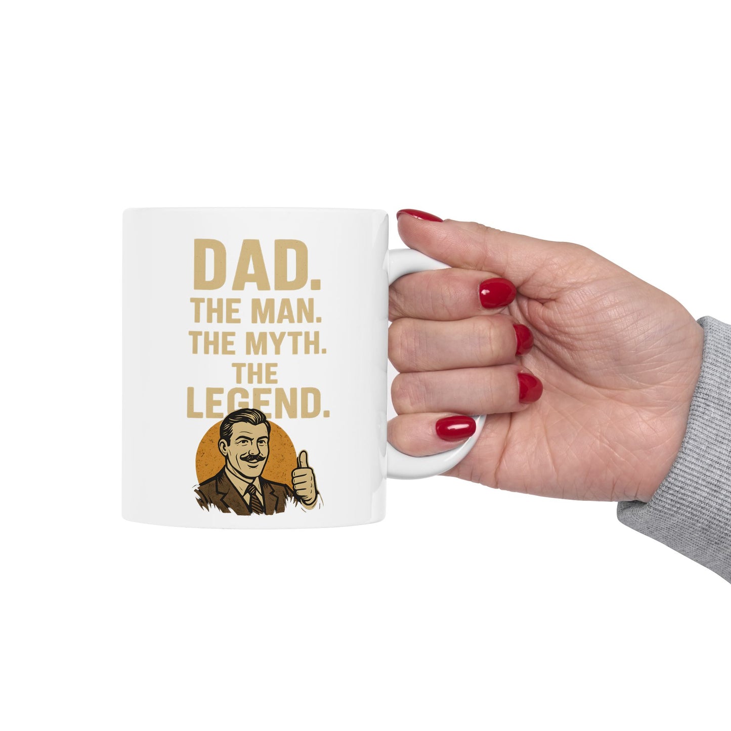 Vatertags-Tasse- "Dad. The man. The myth. The legend." - Lustiger Kaffeebecher für Väter - Geschenkidee für Papa