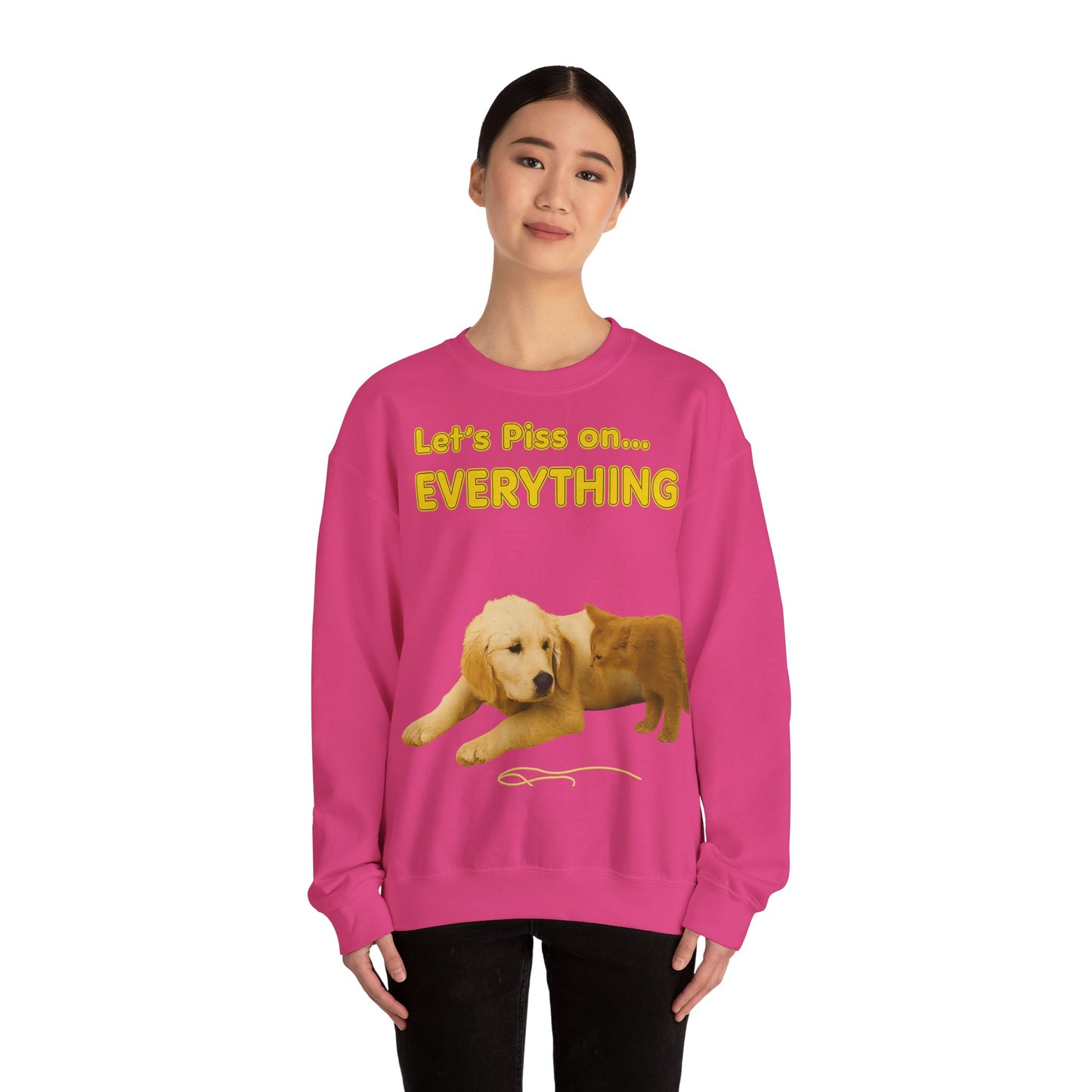Vintage Motiv – Let’s Piss on Everything – Satirisches Sweatshirt mit Hund & Katze | True Insights Design mit Humor