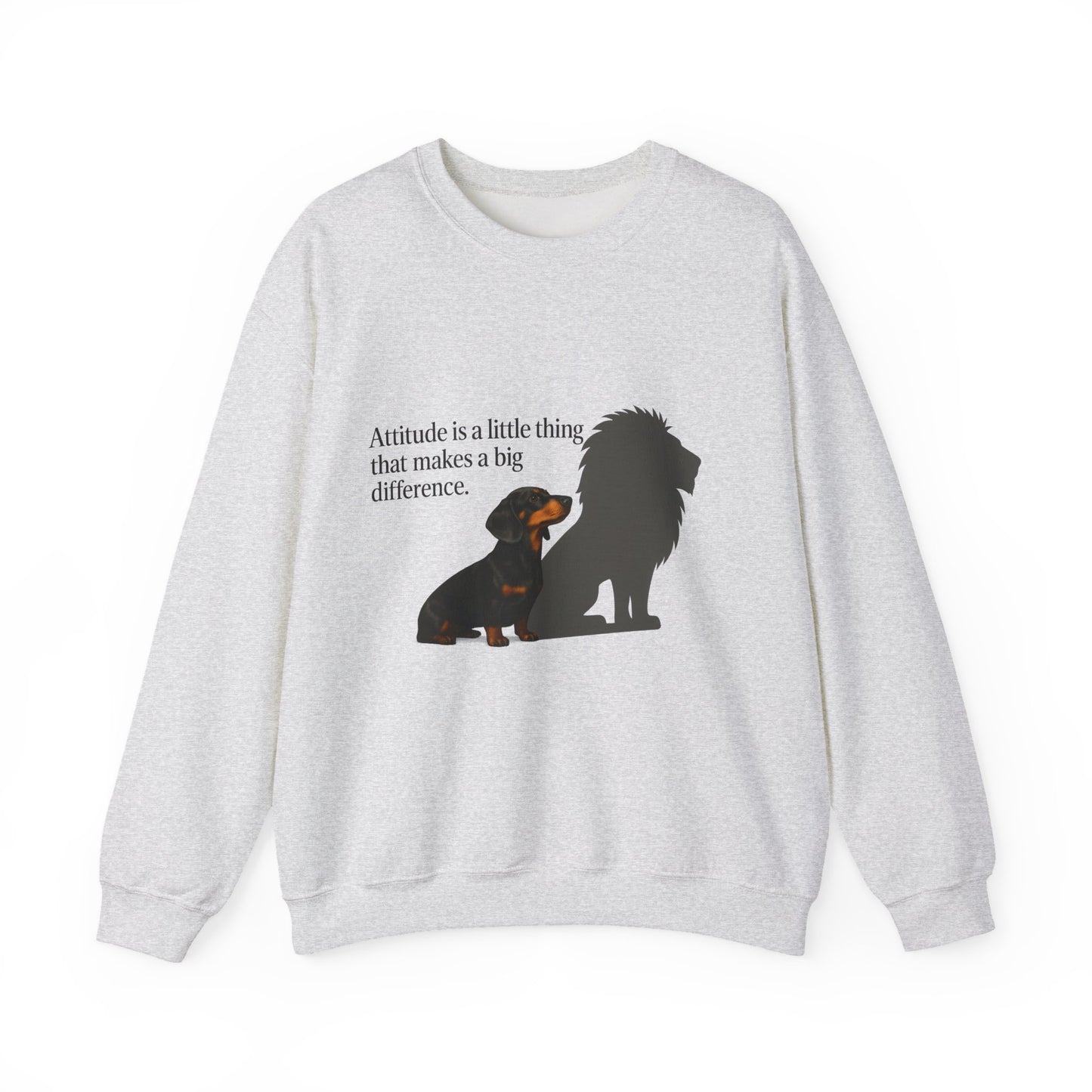 Inspirierendes Sweatshirt – Dackel mit Löwenschatten „Attitude“ – Lustiges Sweatshirt | True Insights – Bild 5