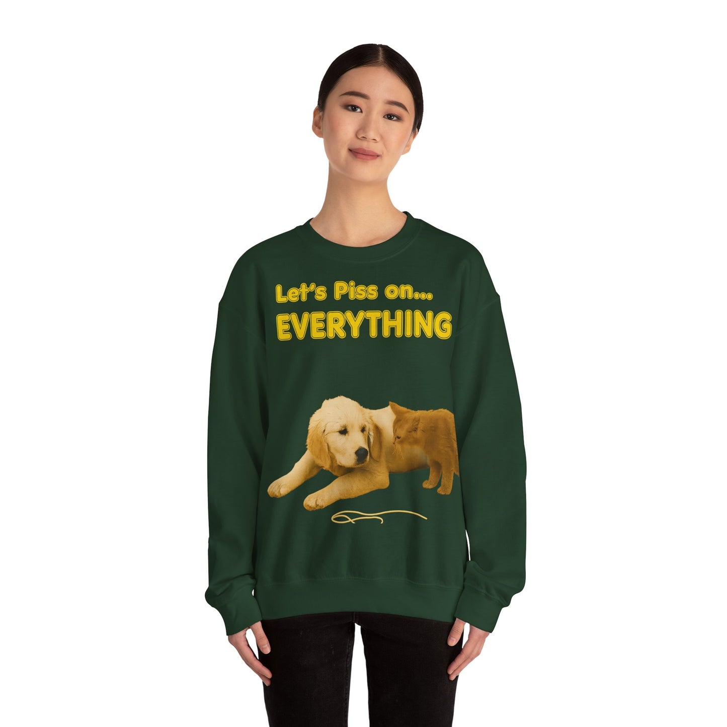 Vintage Motiv – Let’s Piss on Everything – Satirisches Sweatshirt mit Hund & Katze | True Insights Design mit Humor