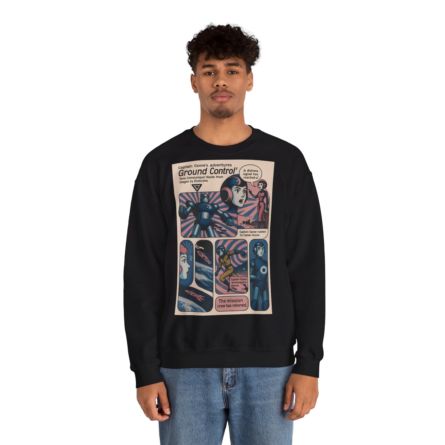 Sweatshirt – Retro Space Comic Sweatshirt – Captain Ozone „Ground Control“ Edition | True Insights Design mit Humor