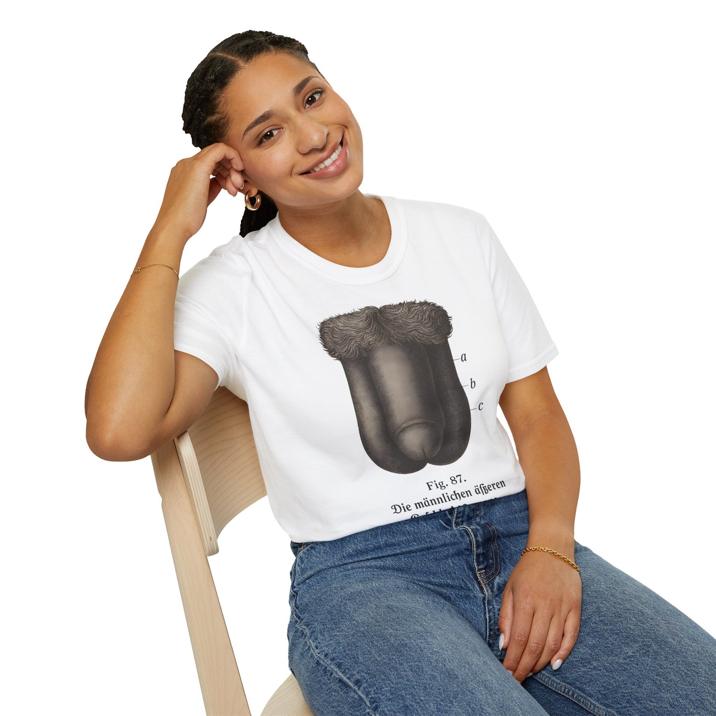 T-Shirt: „Fig. 87 – Die männlichen äußeren Geschlechtsorgane“ – Freches Satire-Design für mutige Statements | True Insights