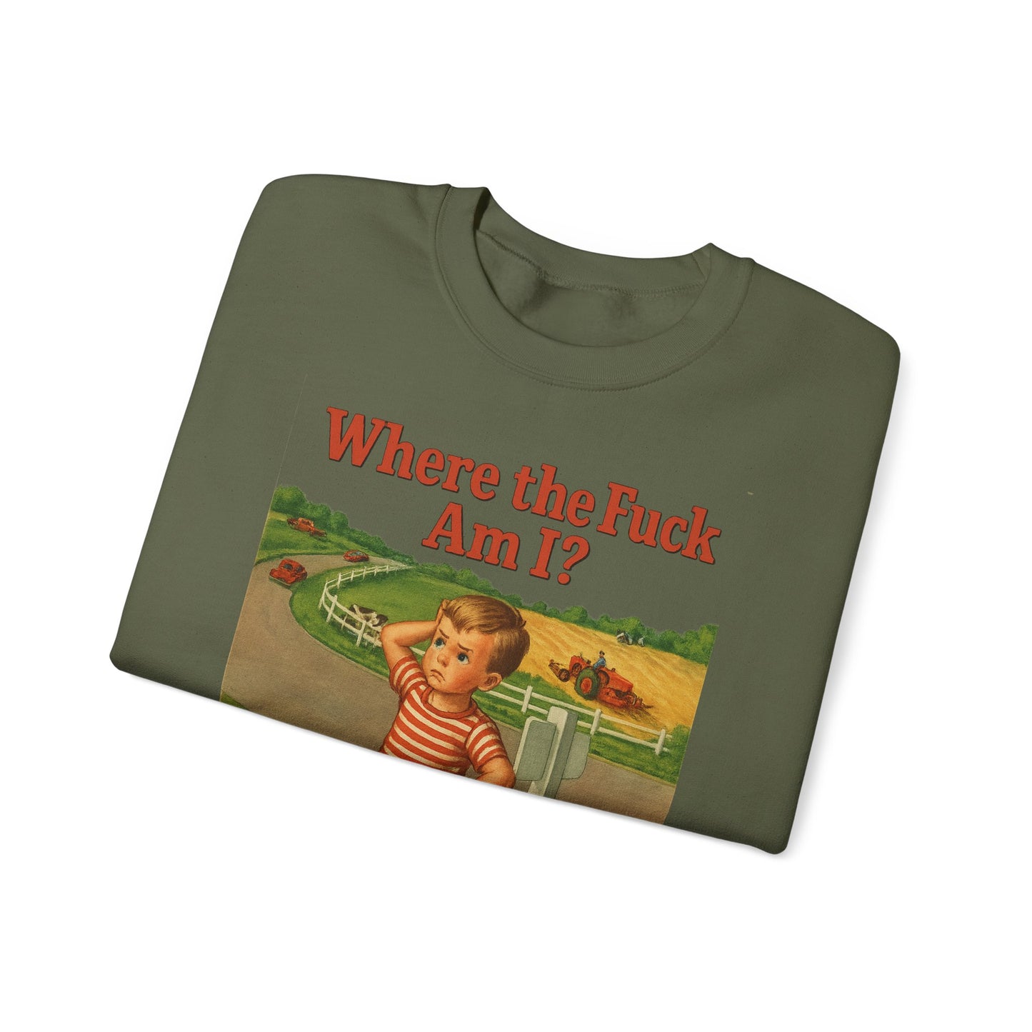 Sweatshirt – Where the Hell Am I? – Vintage Sweatshirt mit nostalgischem Lost-Boy-Motiv | True Insights Design mit Humor