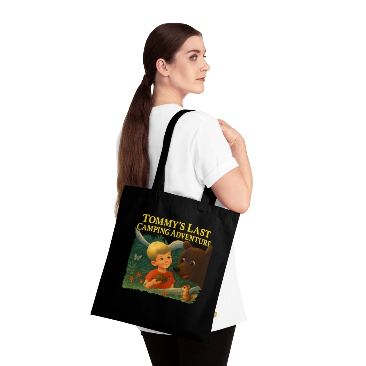 Tommy’s Last Camping Adventure – Schwarzhumor-Tote Bag im Retro-Waldstil-Bags-True Insights