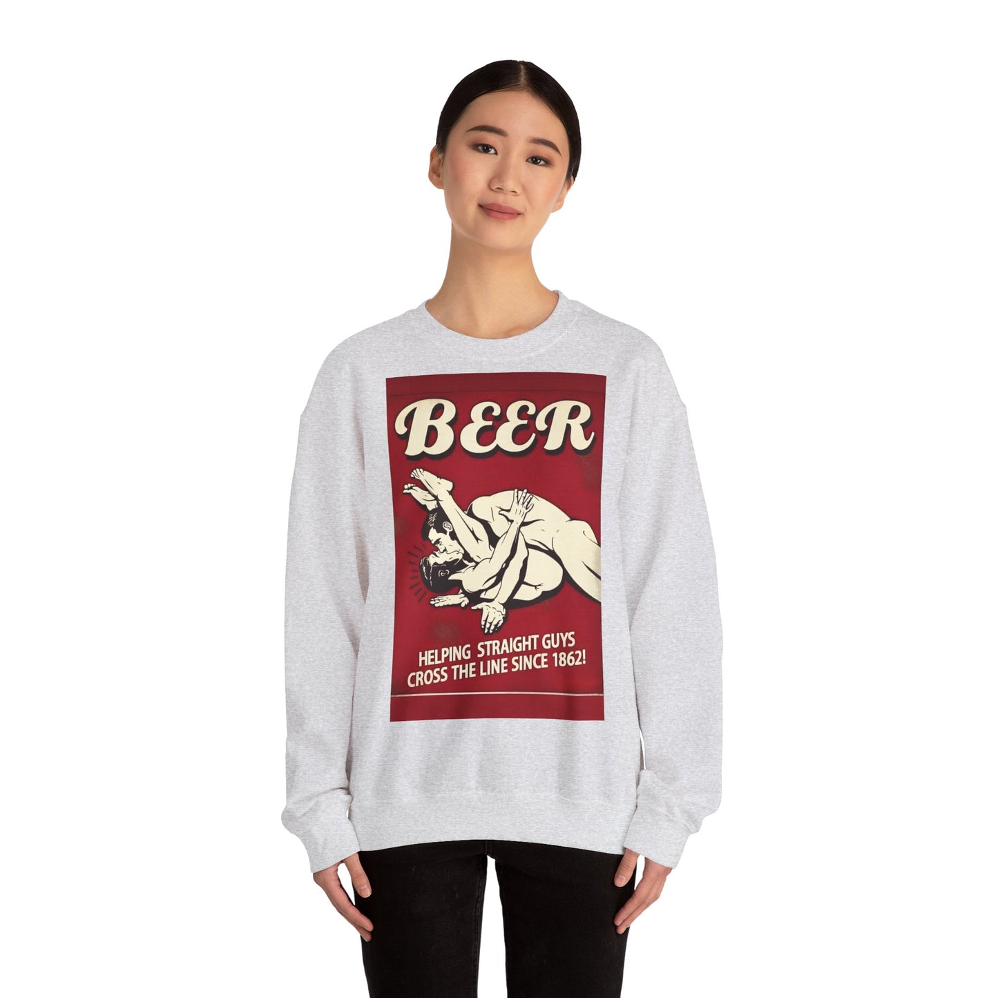Sweatshirt – Witziges Retro Bier Sweatshirt – BEER - Helping Straight Guys Cross the Line Since 1862! Partywear Statement | True Insights Design mit Humor