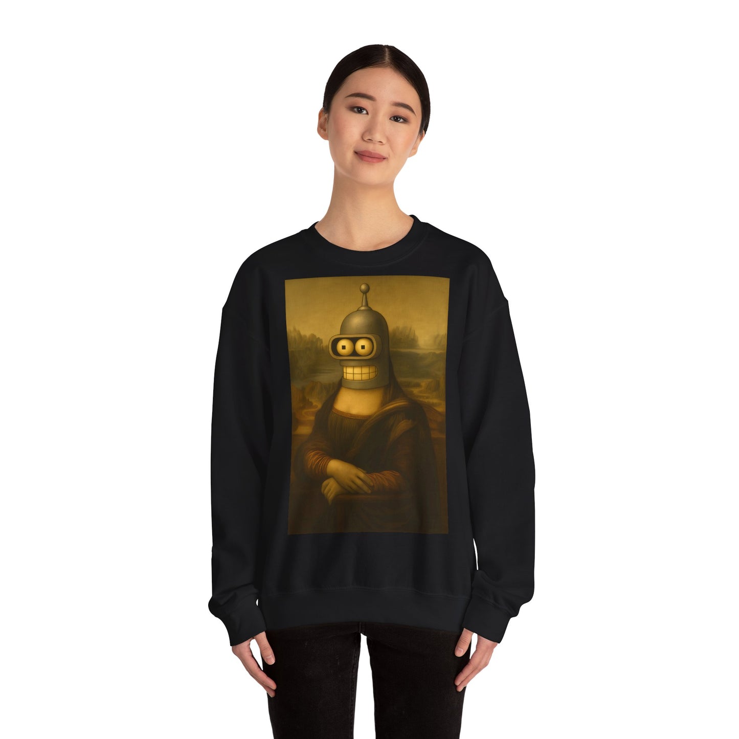 Vintage Motiv – Mona Bender Sweatshirt – Lustiges Nerd Pullover-Motiv mit Mona Lisa & Bender | True Insights Design mit Humor