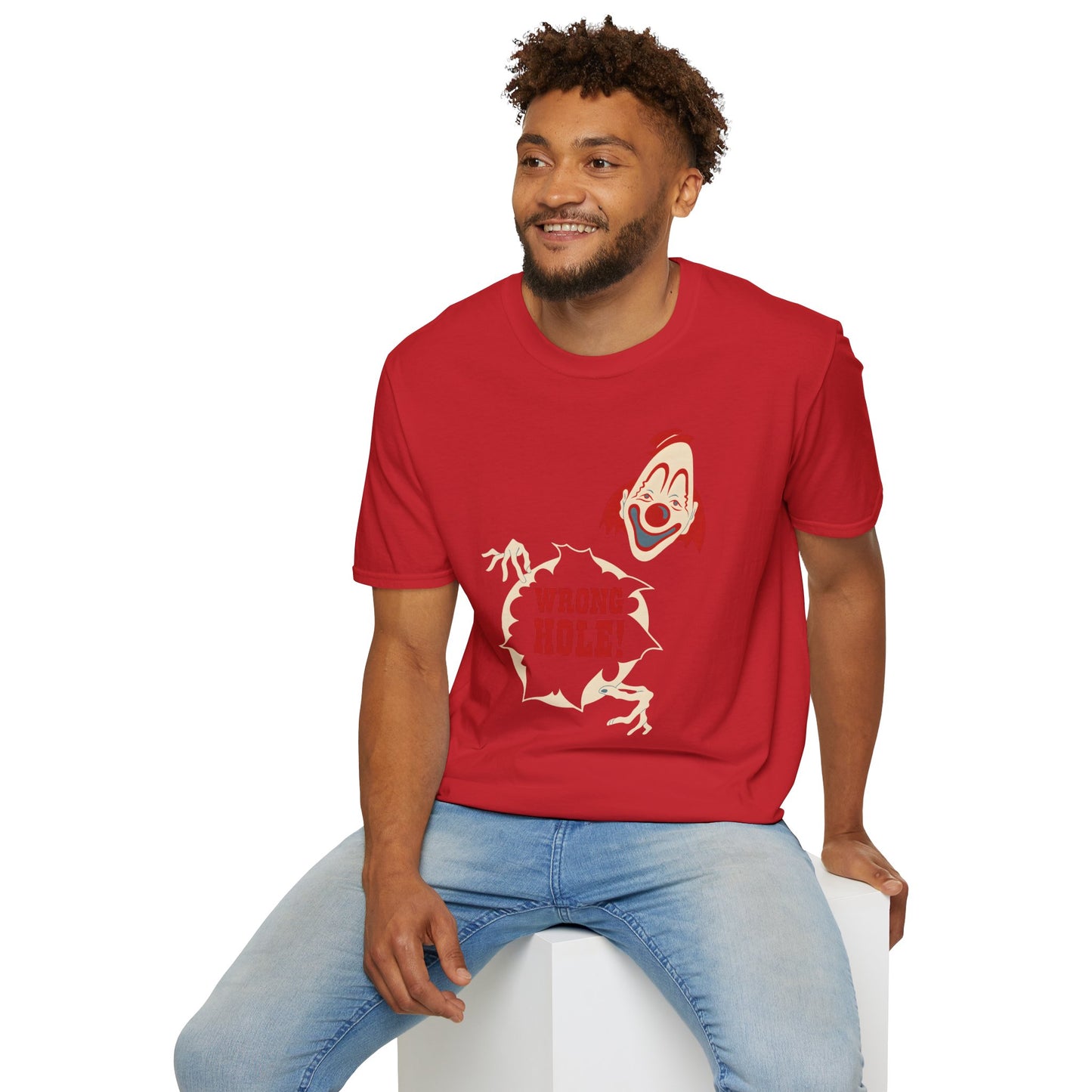 Wrong Hole! – Provokantes T-Shirt mit Clown und schwarzem Humor – Freches Satire-Design für mutige Statements | True Insights