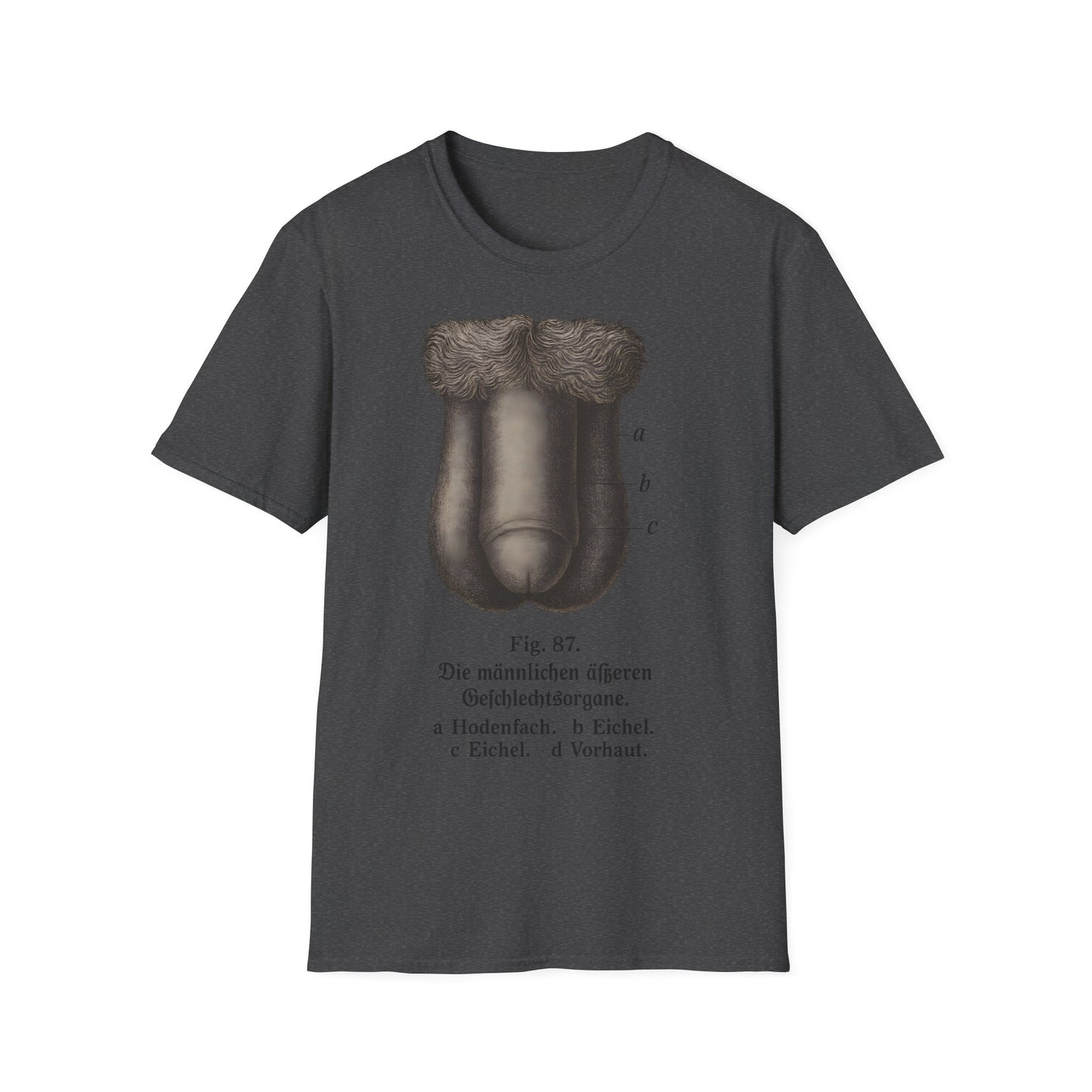 T-Shirt: „Fig. 87 – Die männlichen äußeren Geschlechtsorgane“ – Freches Satire-Design für mutige Statements | True Insights