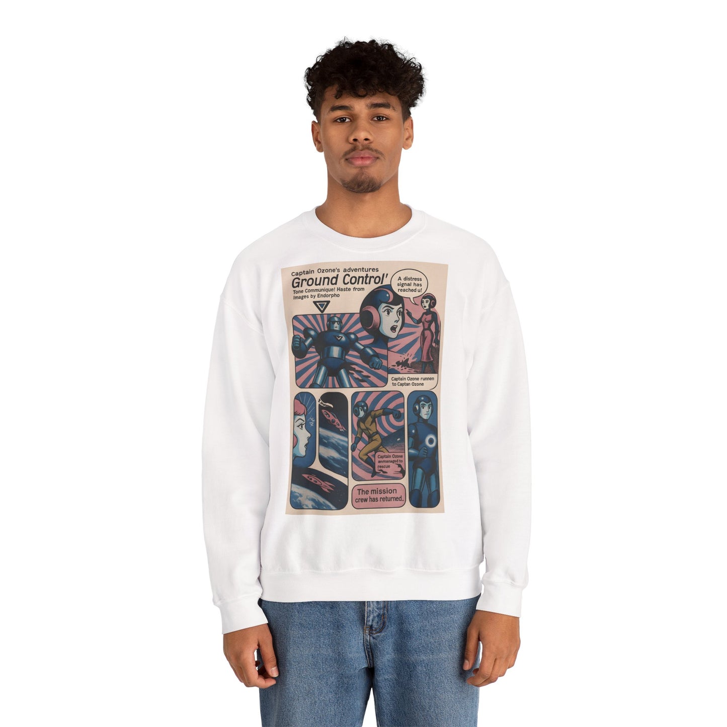 Sweatshirt – Retro Space Comic Sweatshirt – Captain Ozone „Ground Control“ Edition | True Insights Design mit Humor