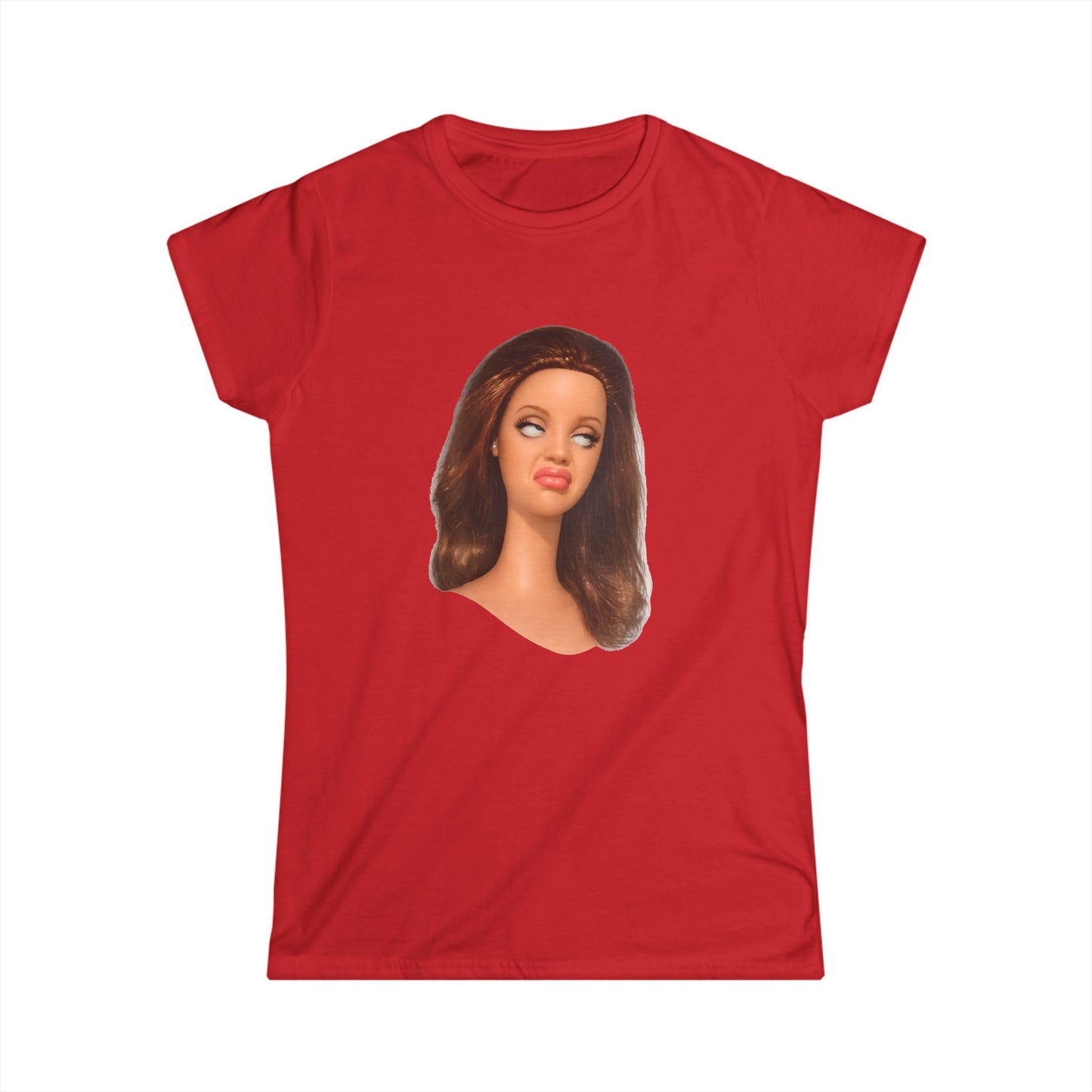 Damen T-Shirt lustiges Puppen-Meme Gesicht – Sassy Diva Print, ironisches Statement Shirt für Frauen, perfekt als Geschenk