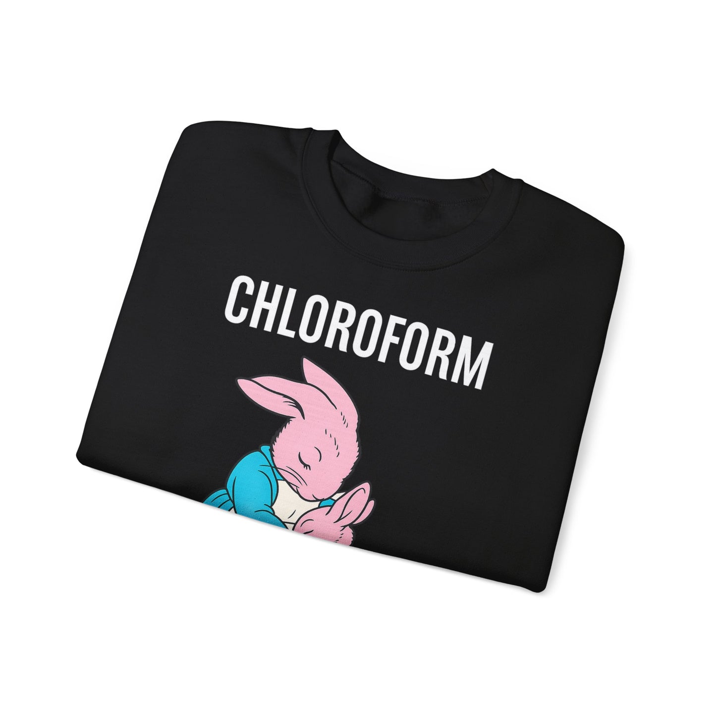 „CHLOROFORM“ – Retro-Sweatshirt mit Hasen und bösem Twist – Freches Satire-Design für mutige Statements | True Insights