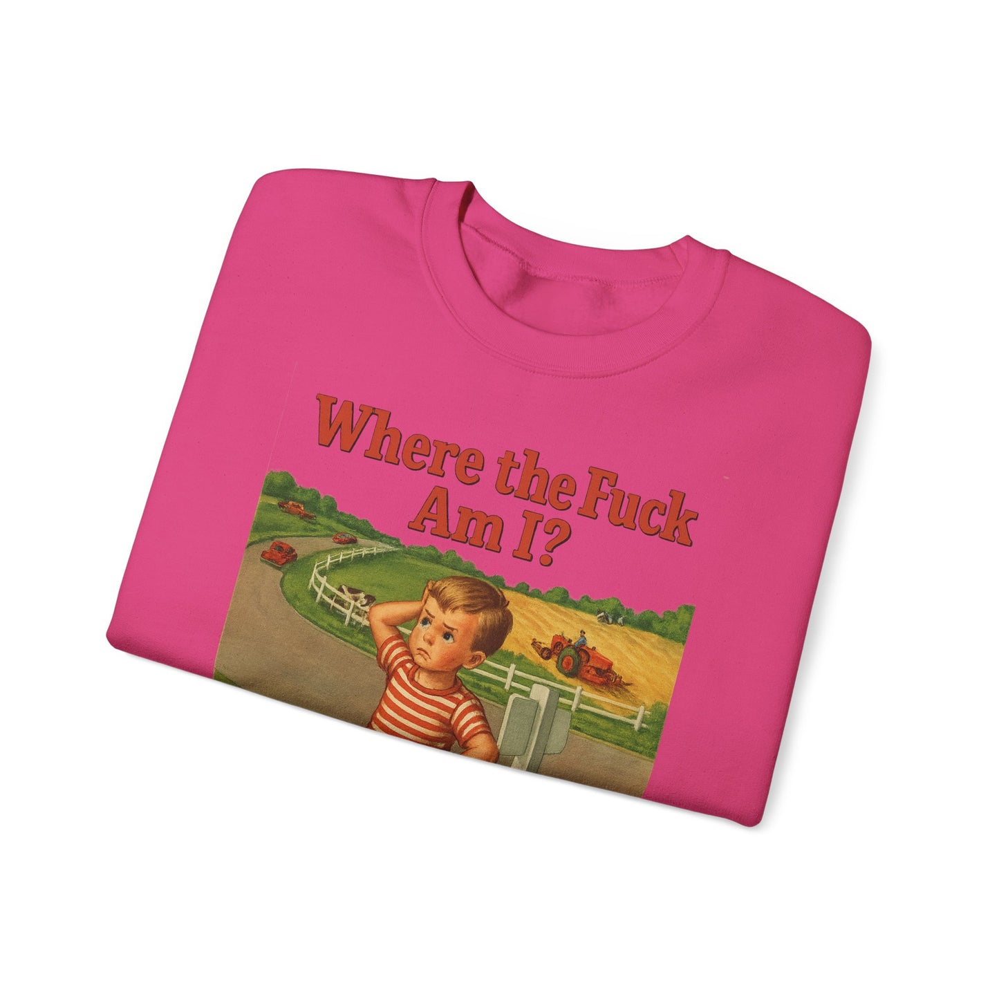 Sweatshirt – Where the Hell Am I? – Vintage Sweatshirt mit nostalgischem Lost-Boy-Motiv | True Insights Design mit Humor