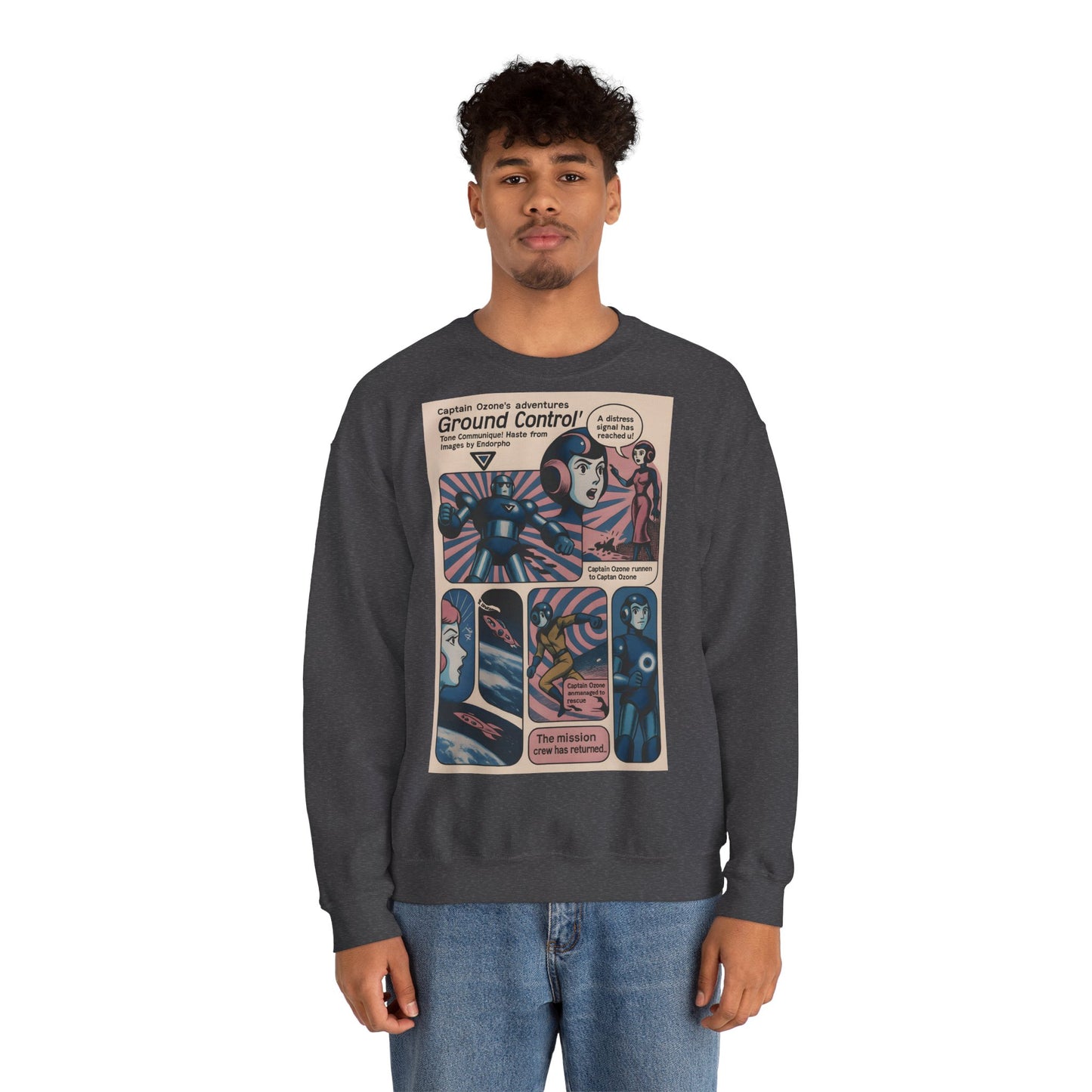 Sweatshirt – Retro Space Comic Sweatshirt – Captain Ozone „Ground Control“ Edition | True Insights Design mit Humor