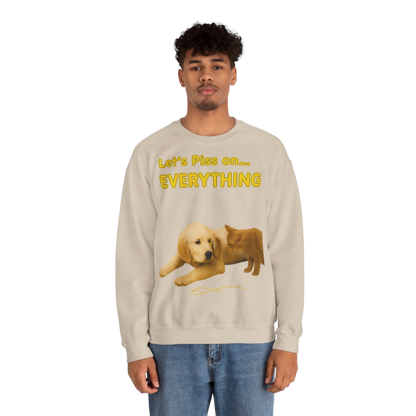 Vintage Motiv – Let’s Piss on Everything – Satirisches Sweatshirt mit Hund & Katze | True Insights Design mit Humor
