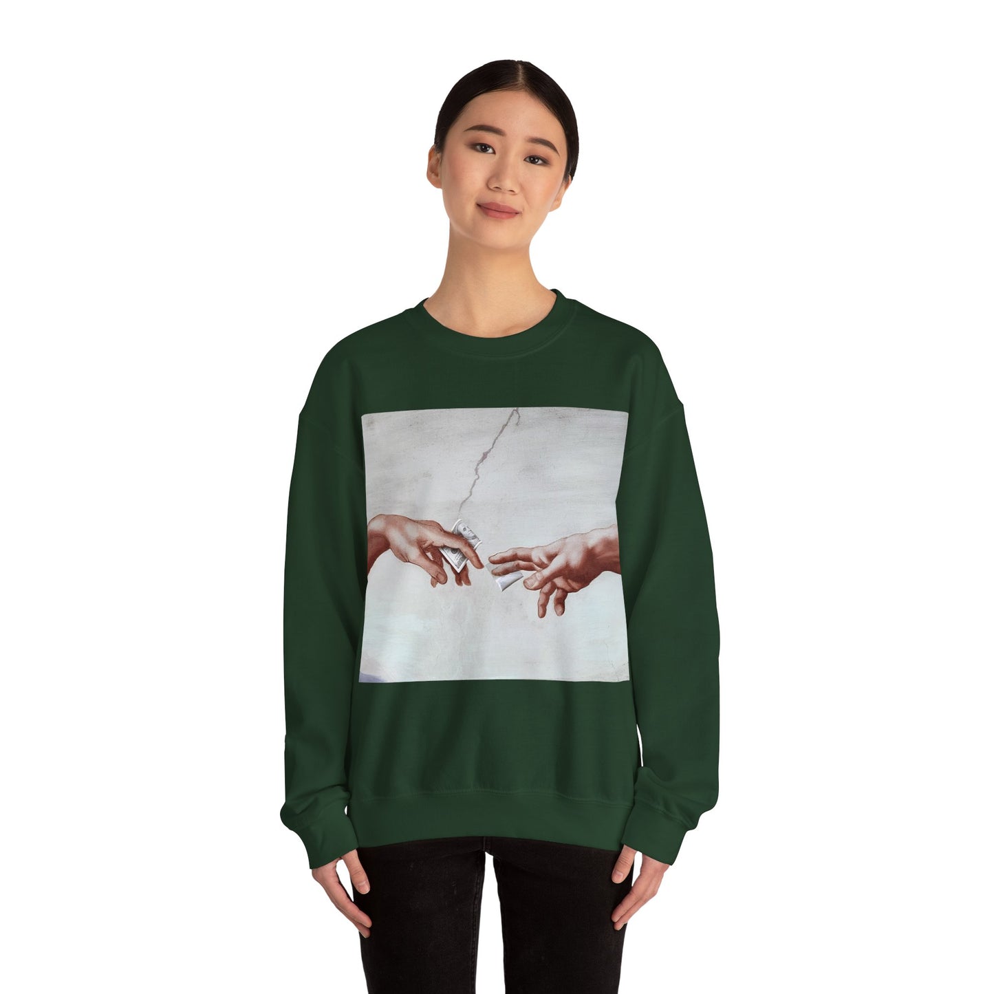 Sweatshirt – The Deal Sweatshirt – Satirische Kunst trifft Streetwear | Michelangelo Meme Design | True Insights Design mit Humor