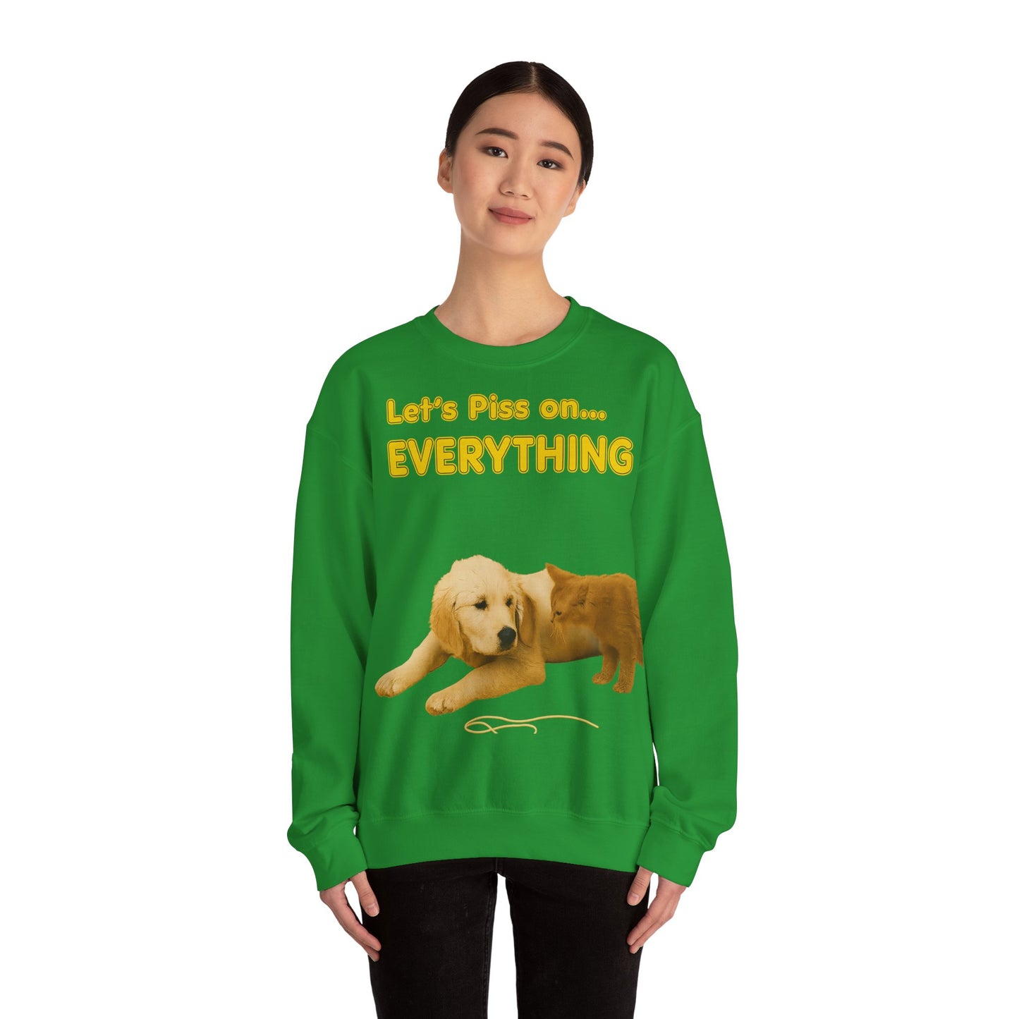 Vintage Motiv – Let’s Piss on Everything – Satirisches Sweatshirt mit Hund & Katze | True Insights Design mit Humor