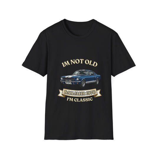 True Insights T-Shirt Baujahr 1976 Oldtimer Motiv in Schwarz, satirisches Geschenk zum 50. Geburtstag