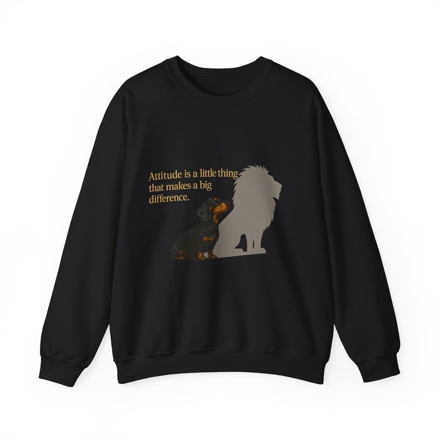 Inspirierendes Sweatshirt – Dackel mit Löwenschatten „Attitude“ – Lustiges Sweatshirt | True Insights – Bild 2