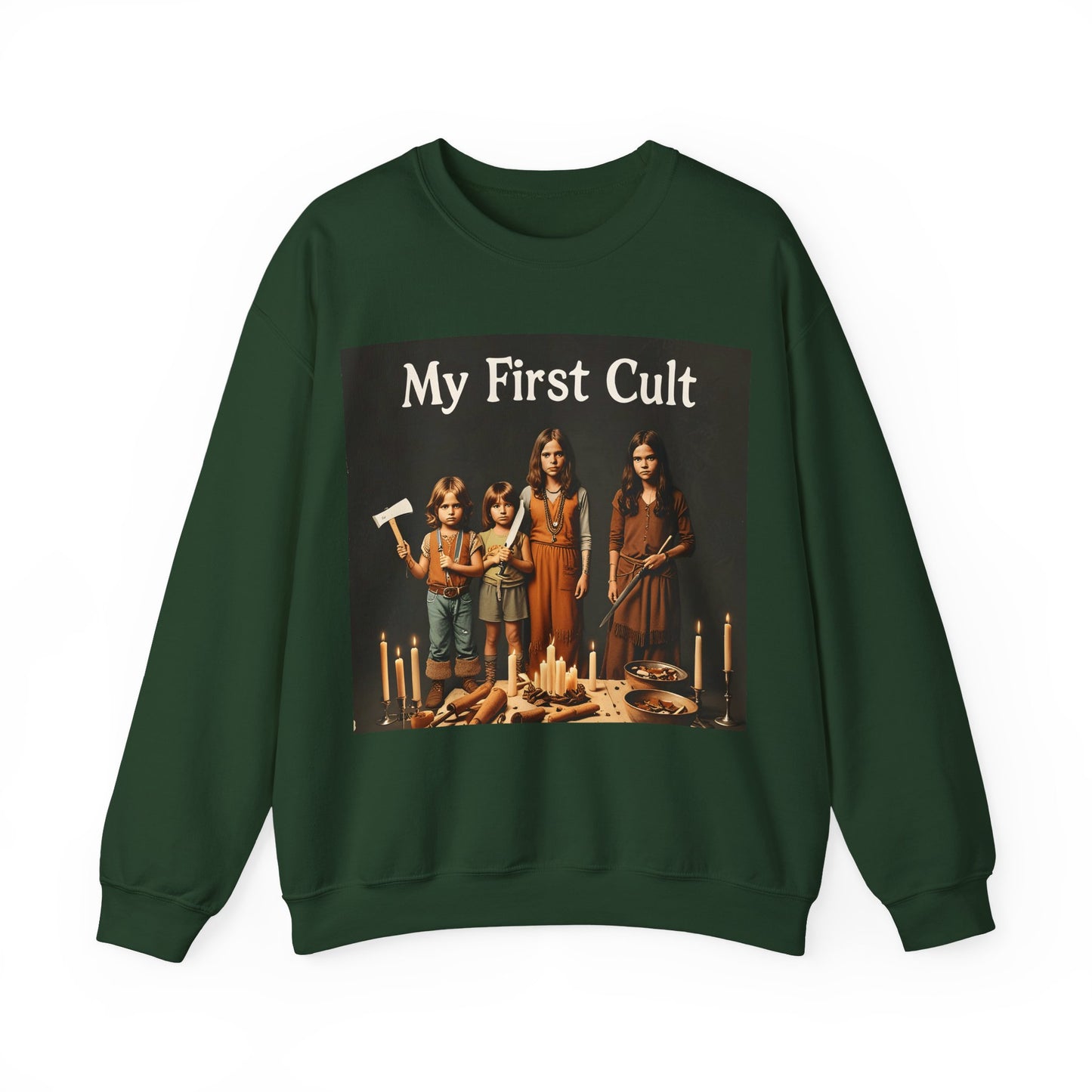Sweatshirt – Kultig gruselig: „My First Cult“-Sweatshirt – Dark Humor für Fortgeschrittene | True Insights Design mit Humor