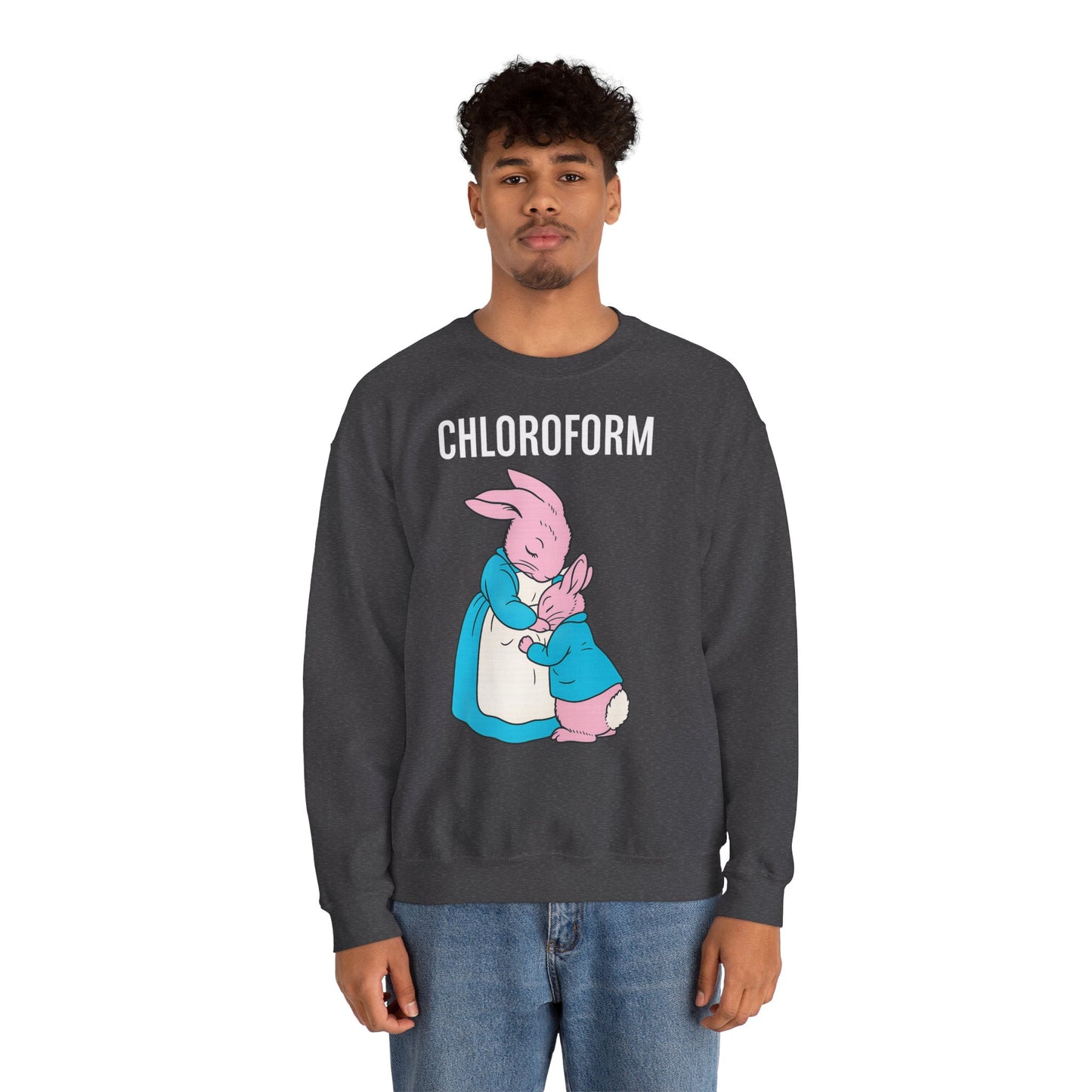 „CHLOROFORM“ – Retro-Sweatshirt mit Hasen und bösem Twist – Freches Satire-Design für mutige Statements | True Insights