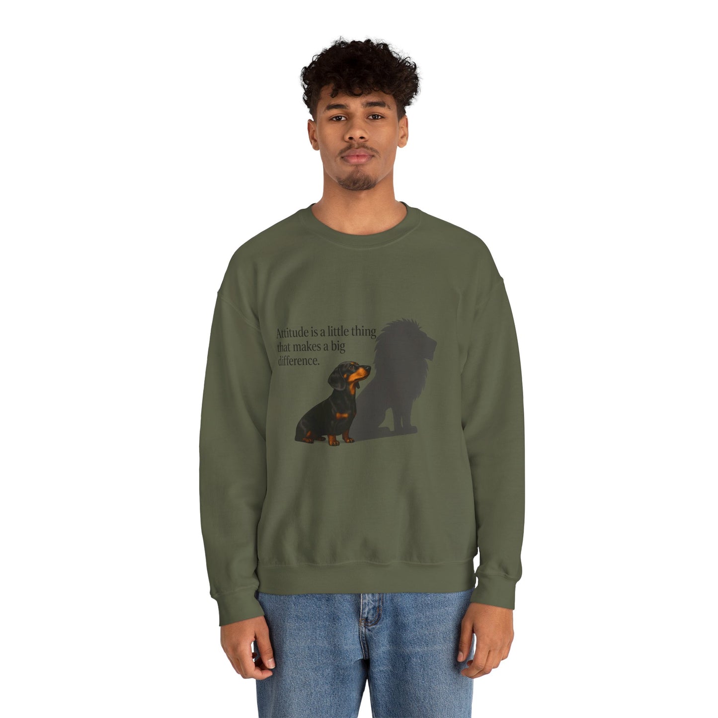 Inspirierendes Sweatshirt – Dackel mit Löwenschatten „Attitude“ – Lustiges Sweatshirt | True Insights – Bild 36