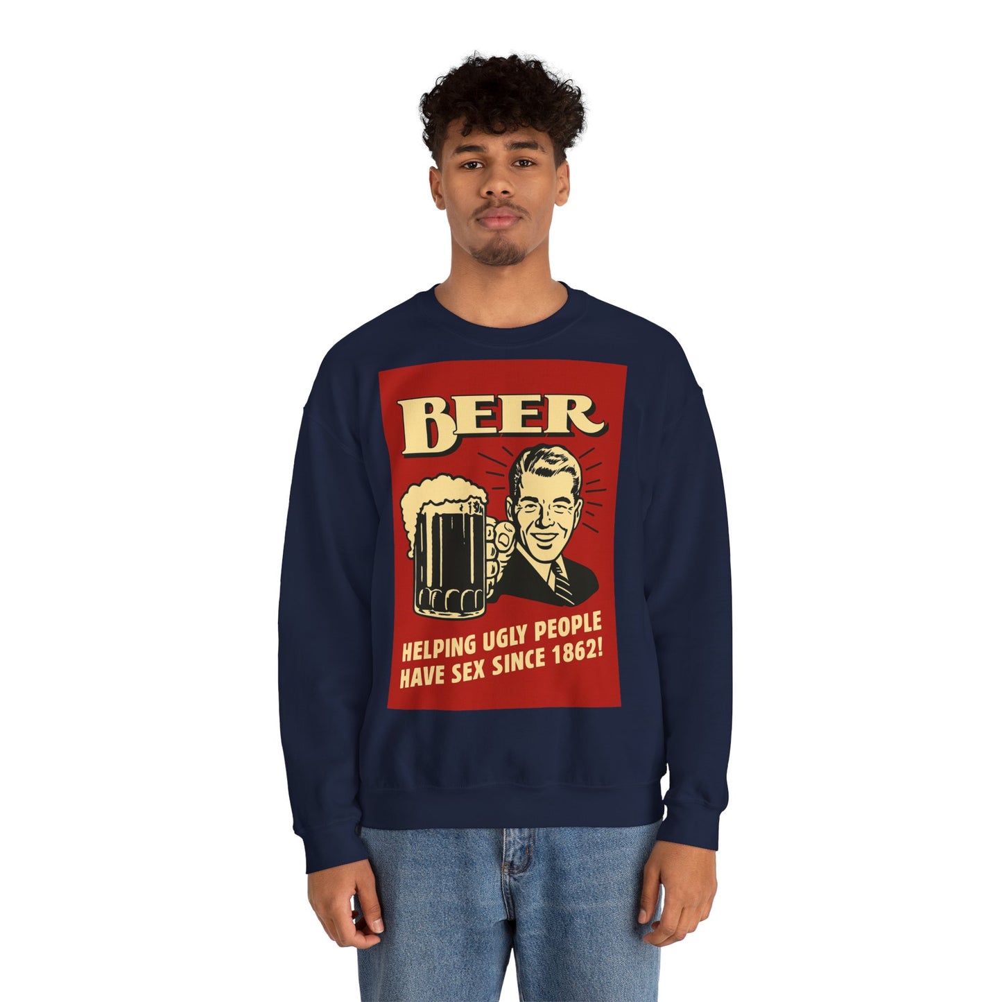 Beer Sweatshirt – Schwarzer Humor im Retro-Werbestil – Freches Satire-Design für mutige Statements | True Insights