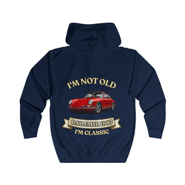 Geschenk zum 40. Geburtstag – Sweatjacke Jahrgang 1987 mit Porsche-Motiv – Oxford Navy – Rückenansicht