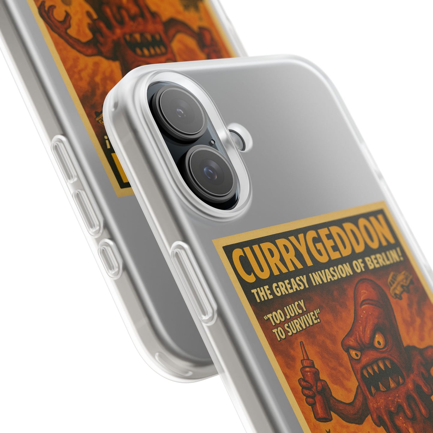 Kultige Handyhülle mit Currywurst-Monster im B-Movie-Stil. Flexibel, stoßfest und ideal für Berlin-Fans & Food-Nerds.-Phone Case-True Insights