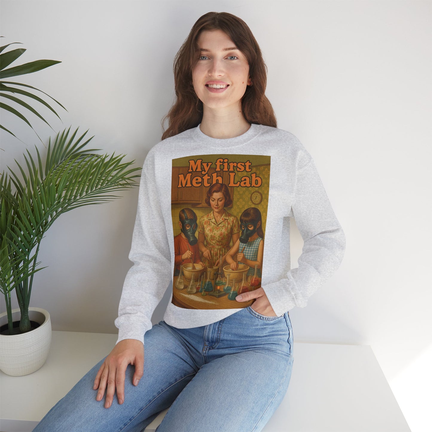 Sweatshirt – „My First Meth Lab“ Sweatshirt – Schwarzer Humor im Retro-Stil | True Insights Design mit Humor
