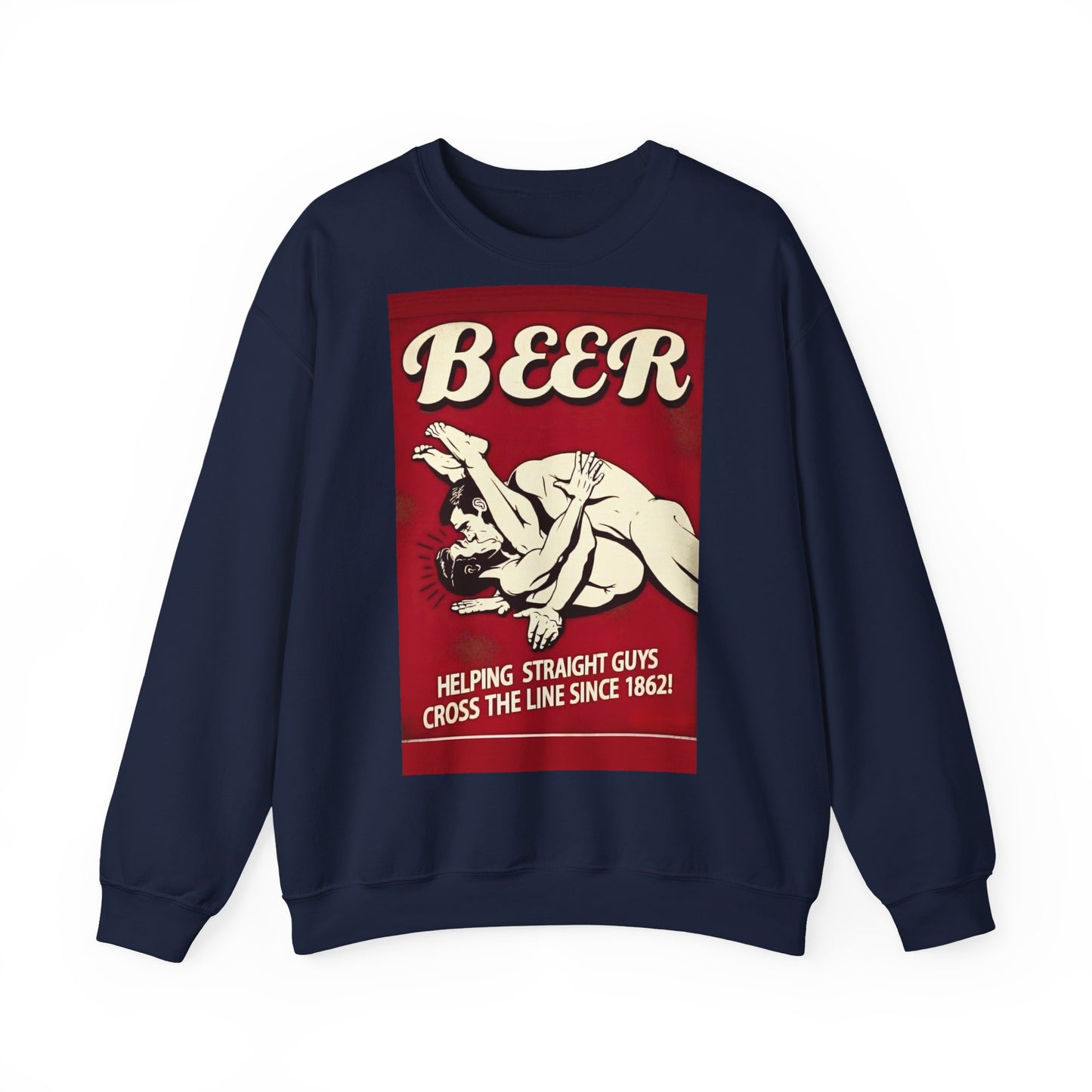 Sweatshirt – Witziges Retro Bier Sweatshirt – BEER - Helping Straight Guys Cross the Line Since 1862! Partywear Statement | True Insights Design mit Humor